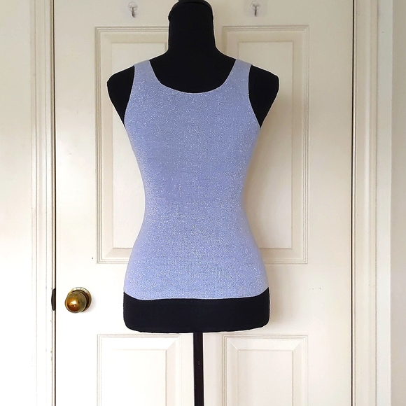 NWOT. Silver Grey Sparkling Sleeveless Stretch Knit Top. - Picture 2 of 4